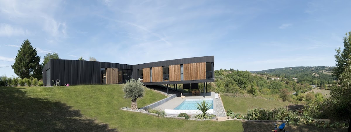 Réalisation piscine Les Pierres d'Eau - maison contemporaine avec piscine